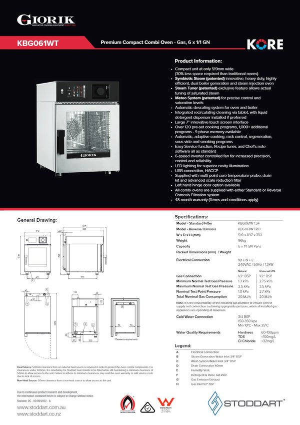 Giorik Kore KBG061WT.SF - Combi Oven