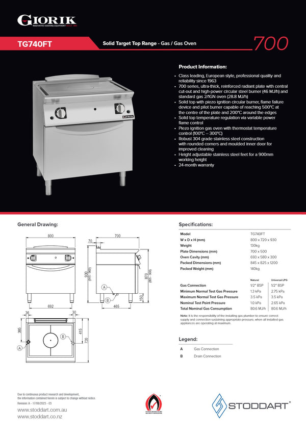 Giorik 700 Series TG740FT - Range Oven