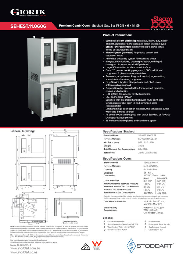 Giorik Steambox Evolution SEHEST.11.0610.SF - Stacked Combi Oven Kit