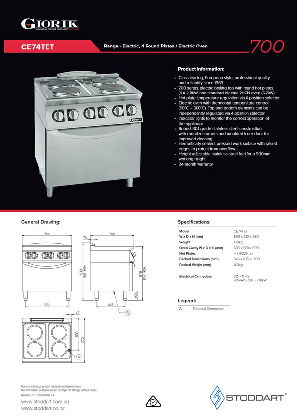 Giorik 700 Series CE74TET - Range Oven
