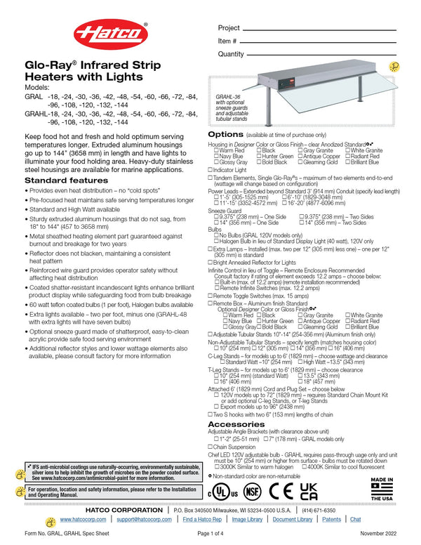Hatco Glo-Ray GRAHL-66 - Food Warmer with Light