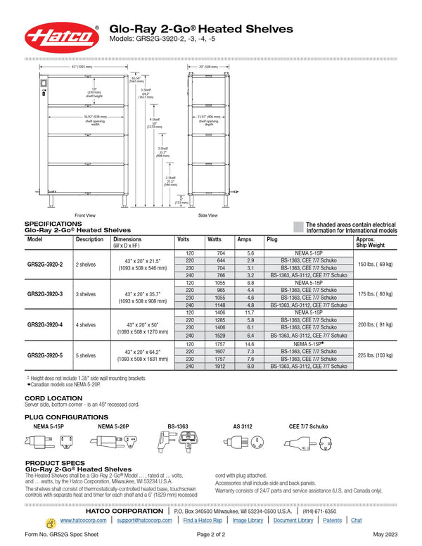 Hatco Glo-Ray 2-Go GRS2G-3920-4 - Heated Shelves
