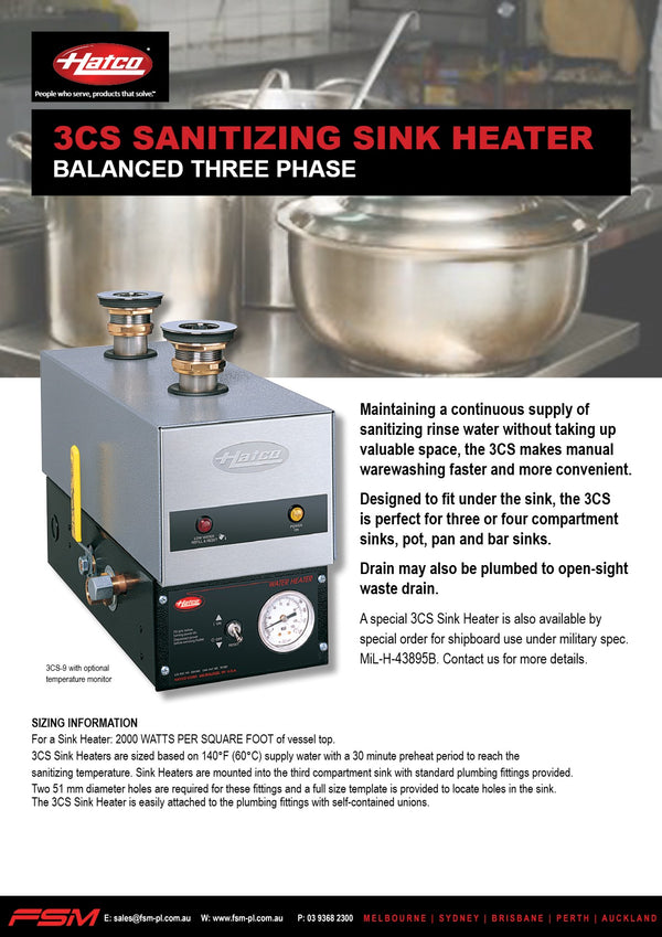 Hatco 3CS-9B - Sanitising Sink Heat