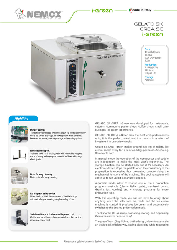 Sammic 5K Crea I-Green - Ice Cream Machine