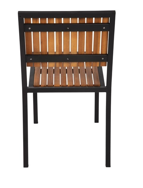 Bolero Steel & Acacia Side Chairs (x4 Chairs)