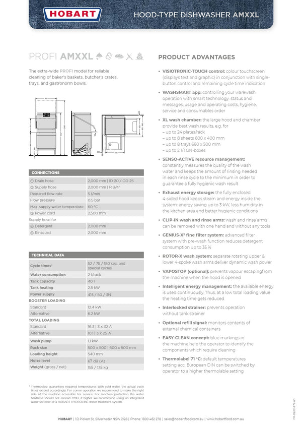 Hobart PROFI AMXXL-V - Pass Through Dishwasher