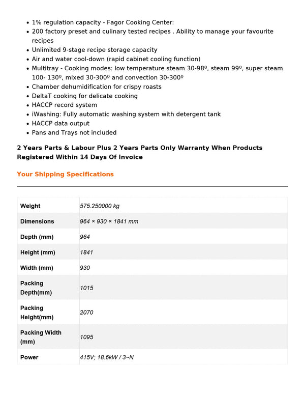 Fagor APW-201ERLWS - 20 Tray Combi Oven
