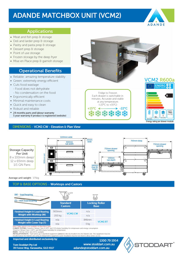 Adande VCM2.RT - Dual Temperature Matchbox Drawers