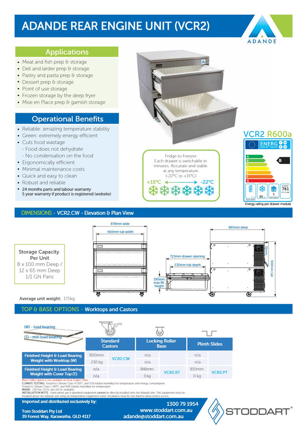 Adande VCR2.PT - Dual Temperature Drawers