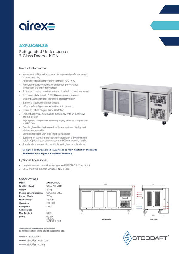 Airex AXR.UCGN.3G - Underbench Fridge
