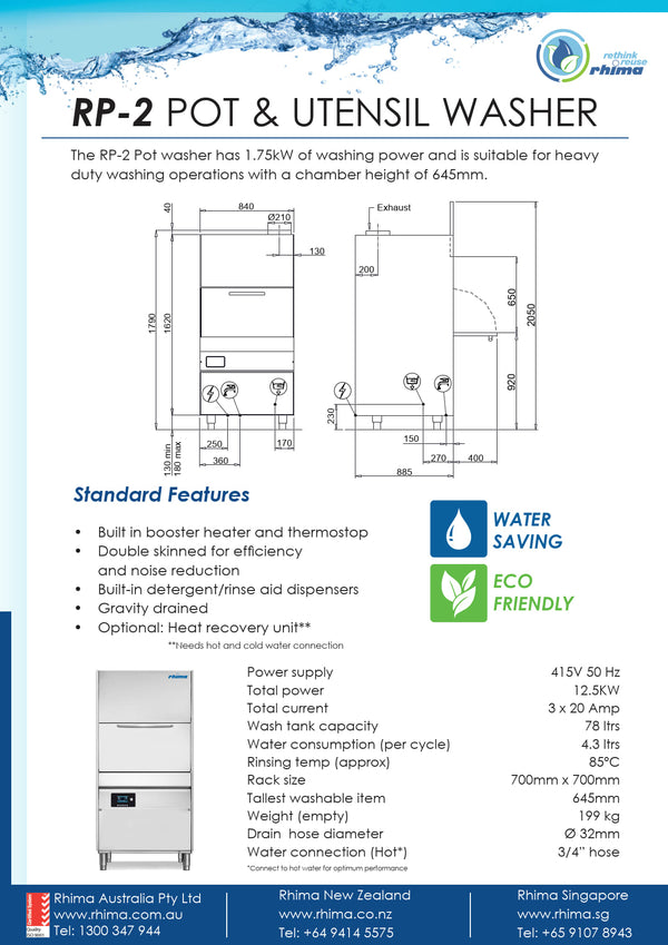 Rhima RP2 - Pot & Utensil Washer