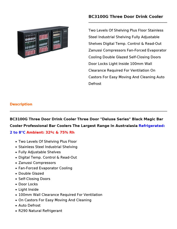FED BC3100G - Three Door Drink Cooler
