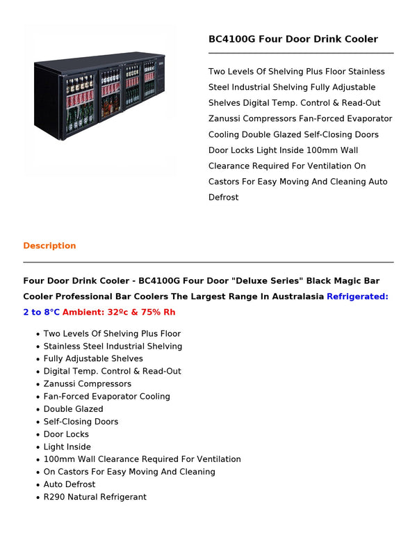 FED BC4100G - Four Door Drink Cooler