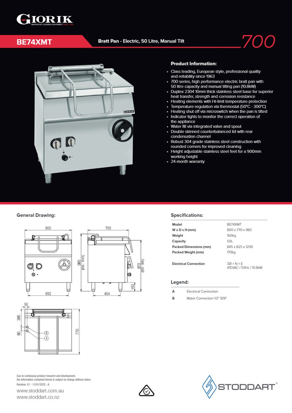 Giorik BE74XMT - Bratt Pan