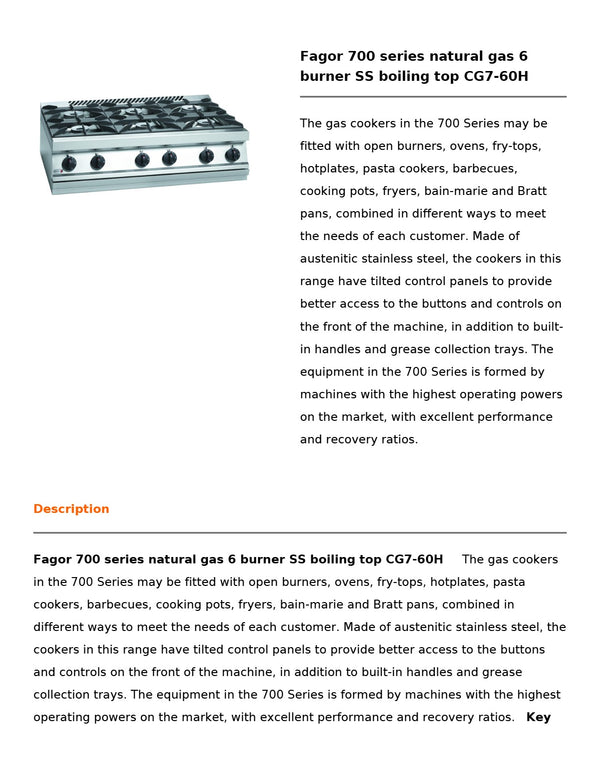 Fagor CG7-60H - 6 Burner Boiling Top