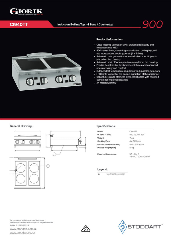 Giorik CI940TT - Induction Cook Top
