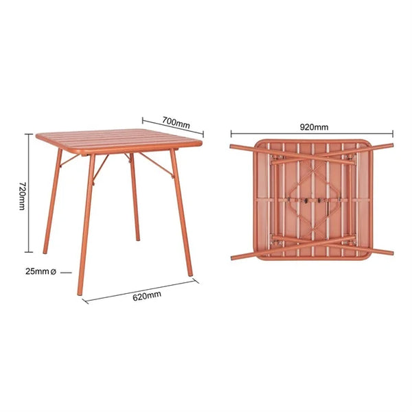 Bolero CK064 - Terracotta Square Slatted Steel Table 700mm