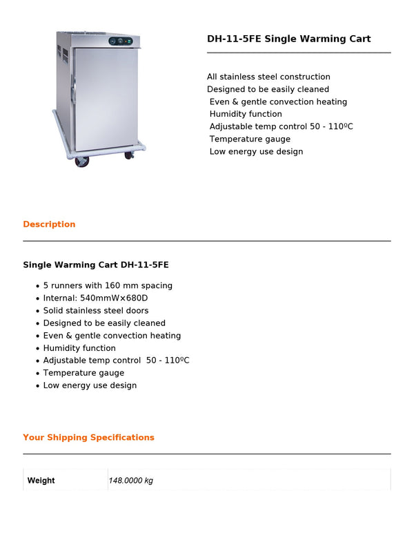 FED DH-11-5FE - Single Warming Cart