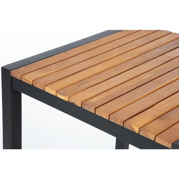 Bolero DS155 - Steel & Acacia Square Bar Table 600mm