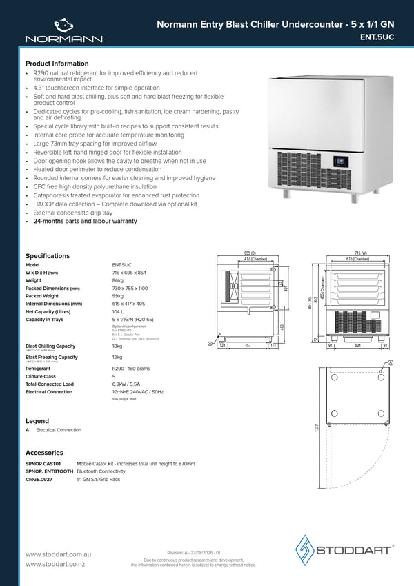 Normann ENT.5UC - Undercounter Blast Chiller