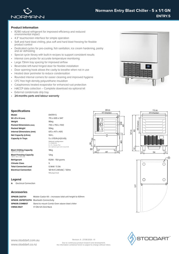 Normann ENTRY.5 - Free Standing Blast Chiller