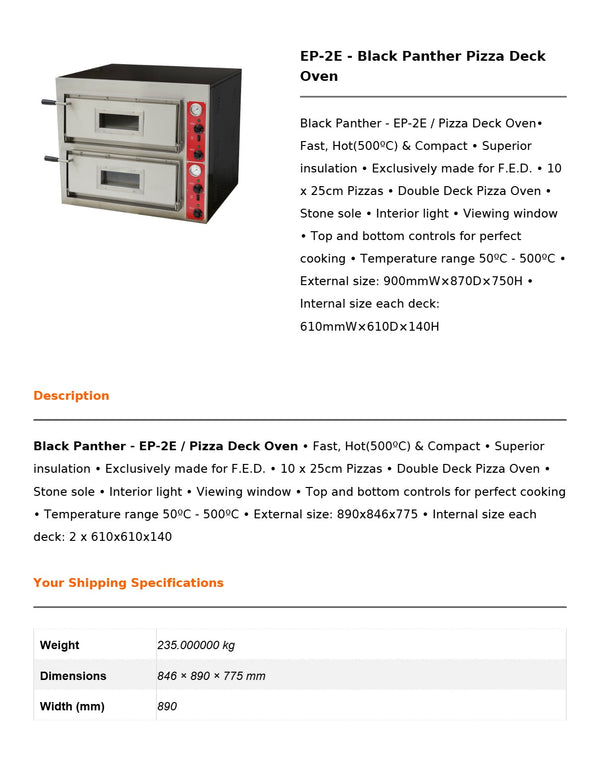 Baker Max EP-2E - Double Deck Oven