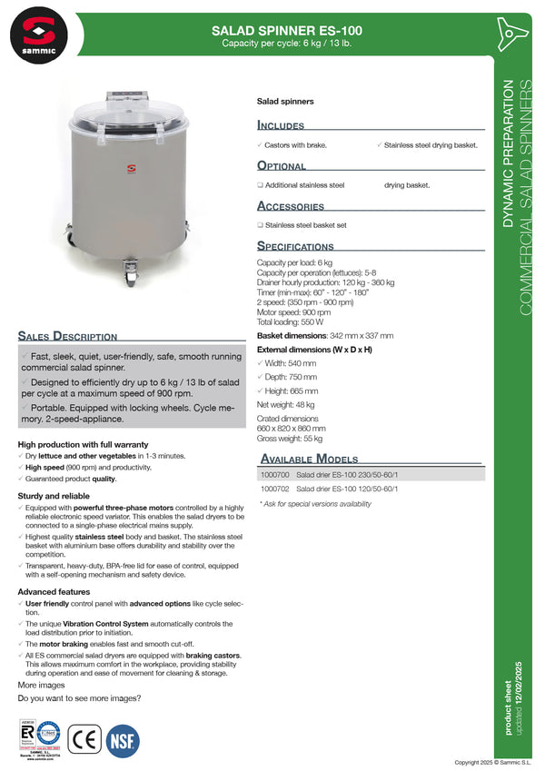 Sammic ES100 - Salad Dryer