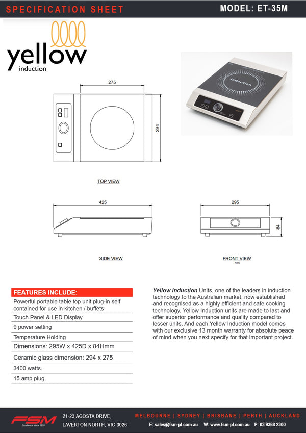 Yellow Induction ET-35M - Cook Top
