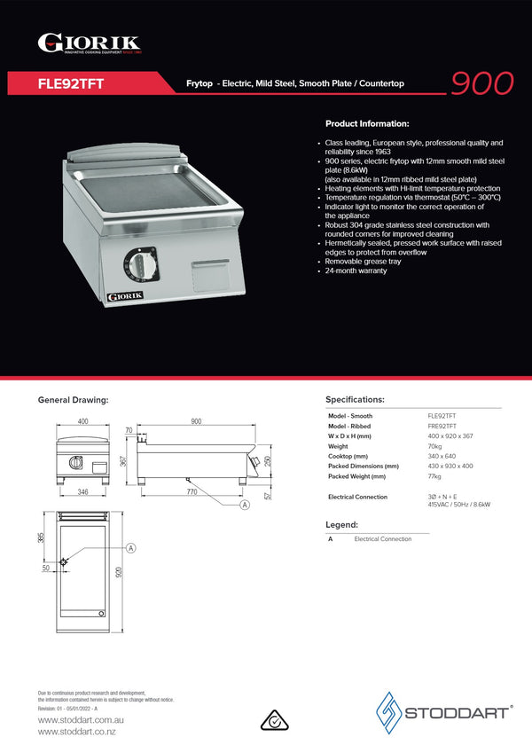 Giorik FRE92TFT - Griddle