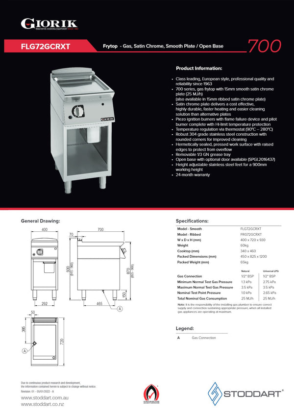 Giorik FRG72GCRXT - Griddle
