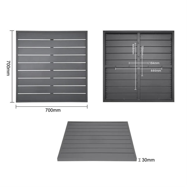 Bolero FW597 - Dark Grey Square Aluminium Table Top 700mm