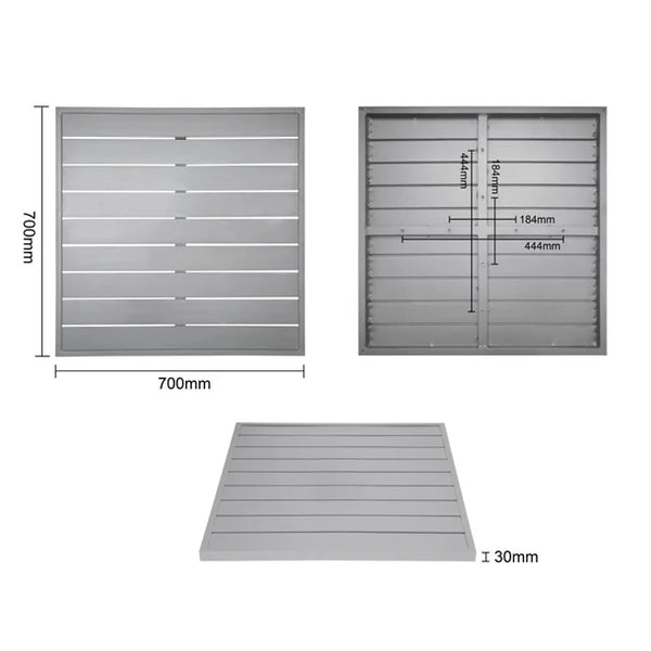 Bolero FW598 - Light Grey Square Aluminium Table Top 700mm