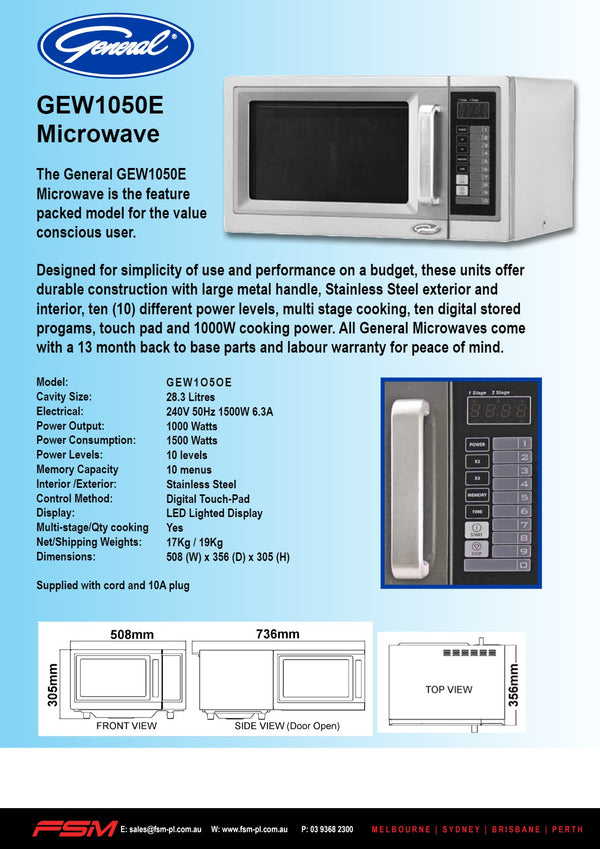 General GEW1050E - Microwave