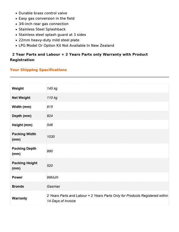 Gasmax GG-36LPG - Griddle