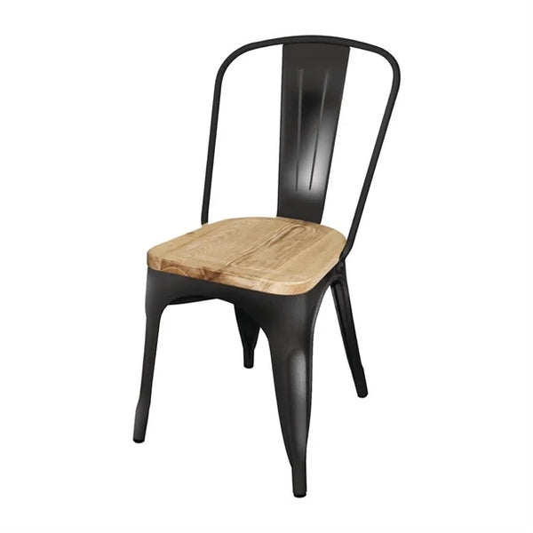 Bolero GG707 - Four Steel Dining Side Chairs With Wooden Seat Pads