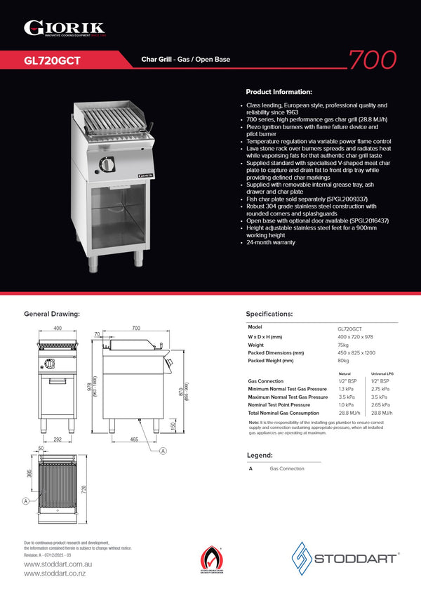 Giorik GL720GCT - Char Grill