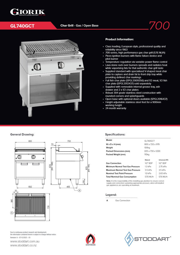 Giorik GL740GCT - Char Grill