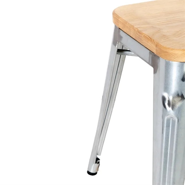 Bolero GM634 - Four Bistro Low Stools with Wooden Seat Pads | SilverChef
