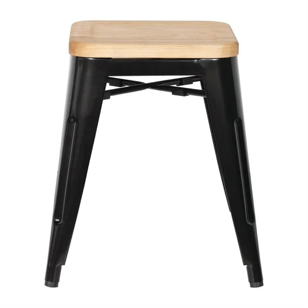 Bolero GM635 - Four Bistro Low Stools with Wooden Seat Pads