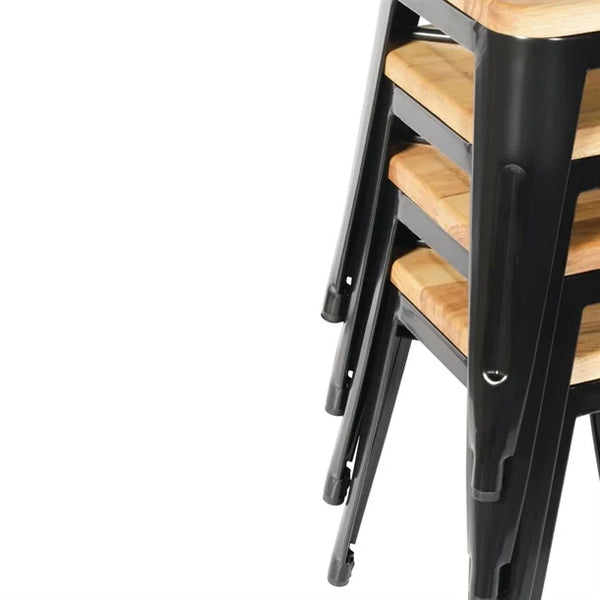 Bolero GM635 - Four Bistro Low Stools with Wooden Seat Pads