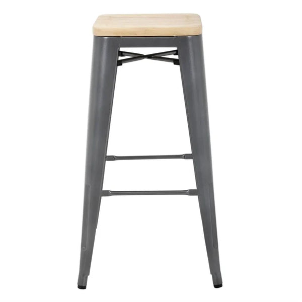 Bolero GM639 - Four Bistro High Stools with Wooden Seat Pads
