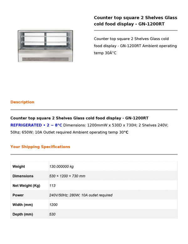 Bonvue GN-1200RT - Cold Food Display