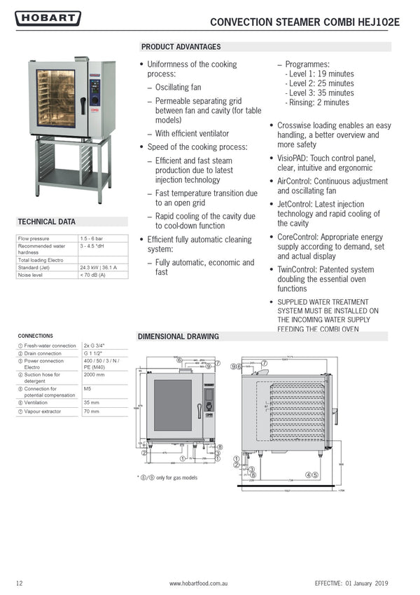 Hobart HEJ102E - Combi Oven