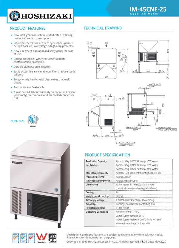 Hoshizaki IM-45CNE-25 - Undercounter Ice Machine