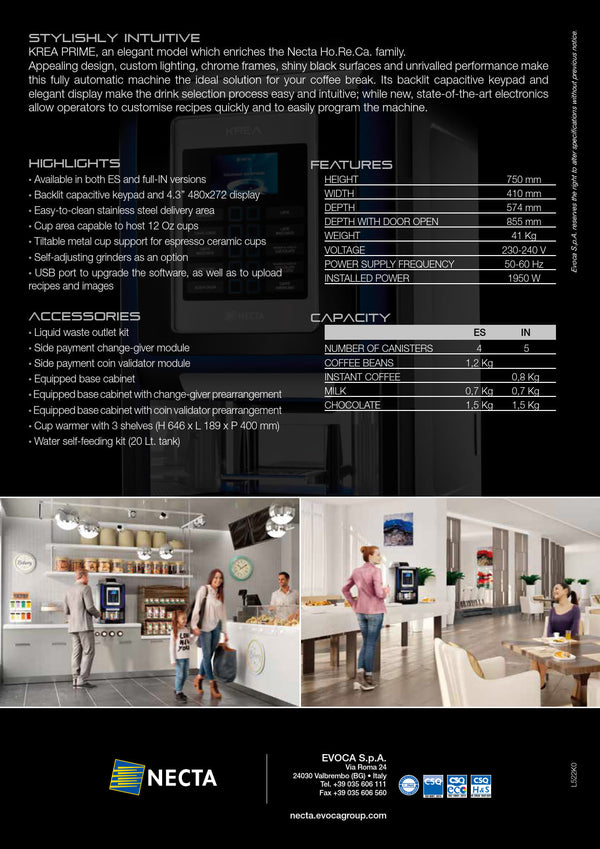 Necta Krea Prime Automatic Coffee Machine