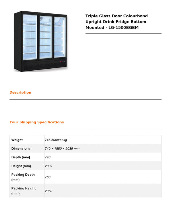 Thermaster LG-1500BGBM - Upright Fridge