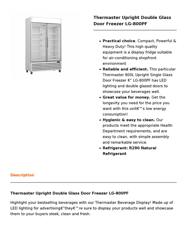 Thermaster LG-800PF - Upright Freezer