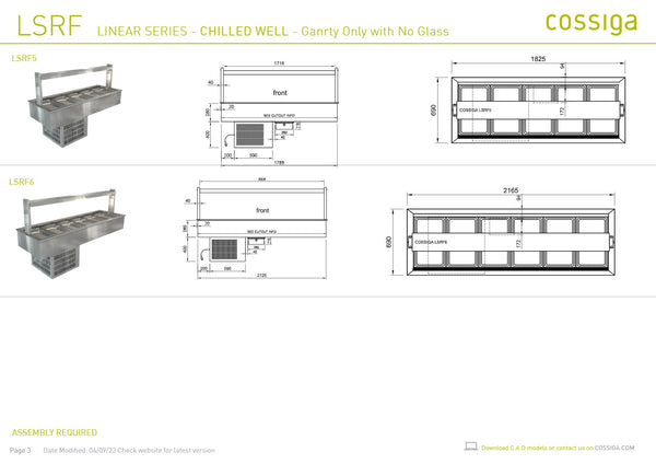 Cossiga Linear Series LSRF6 - Drop-In Chilled Well