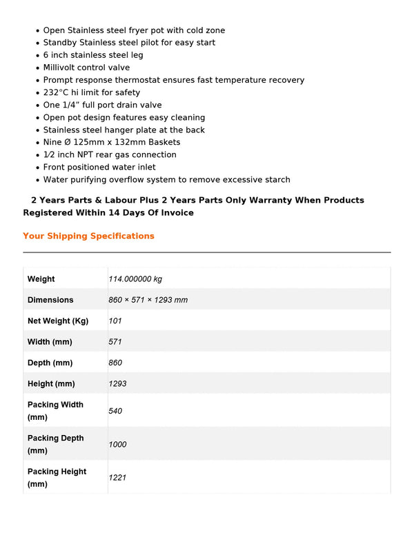 Gasmax PC150-9LPG - Pasta & Noodle Cooker