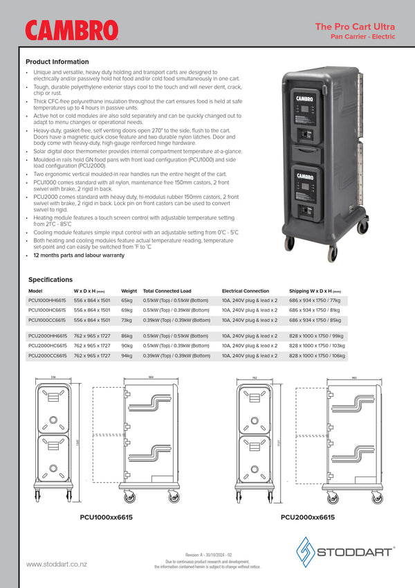 Cambro Meal Transportation Pro Cart Ultra PCU1000CC6615 - Electric Pan Carrier